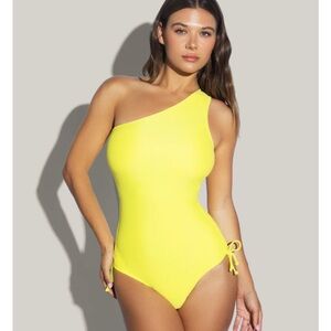 TA3 SIDEY YELLOW one shoulder swimsuit